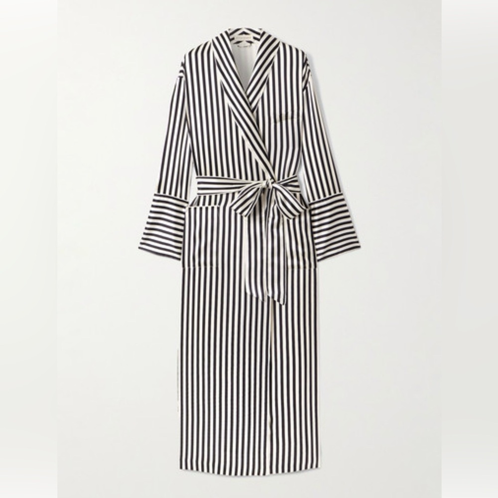 Olivia von Halle Monochrome Striped Robe